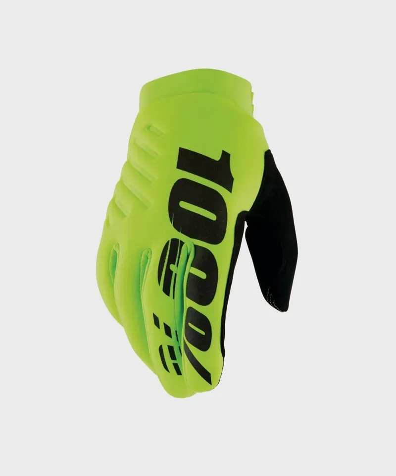 100% Brisker Cold Weather Youth Gloves in Fluo Yellow/Black